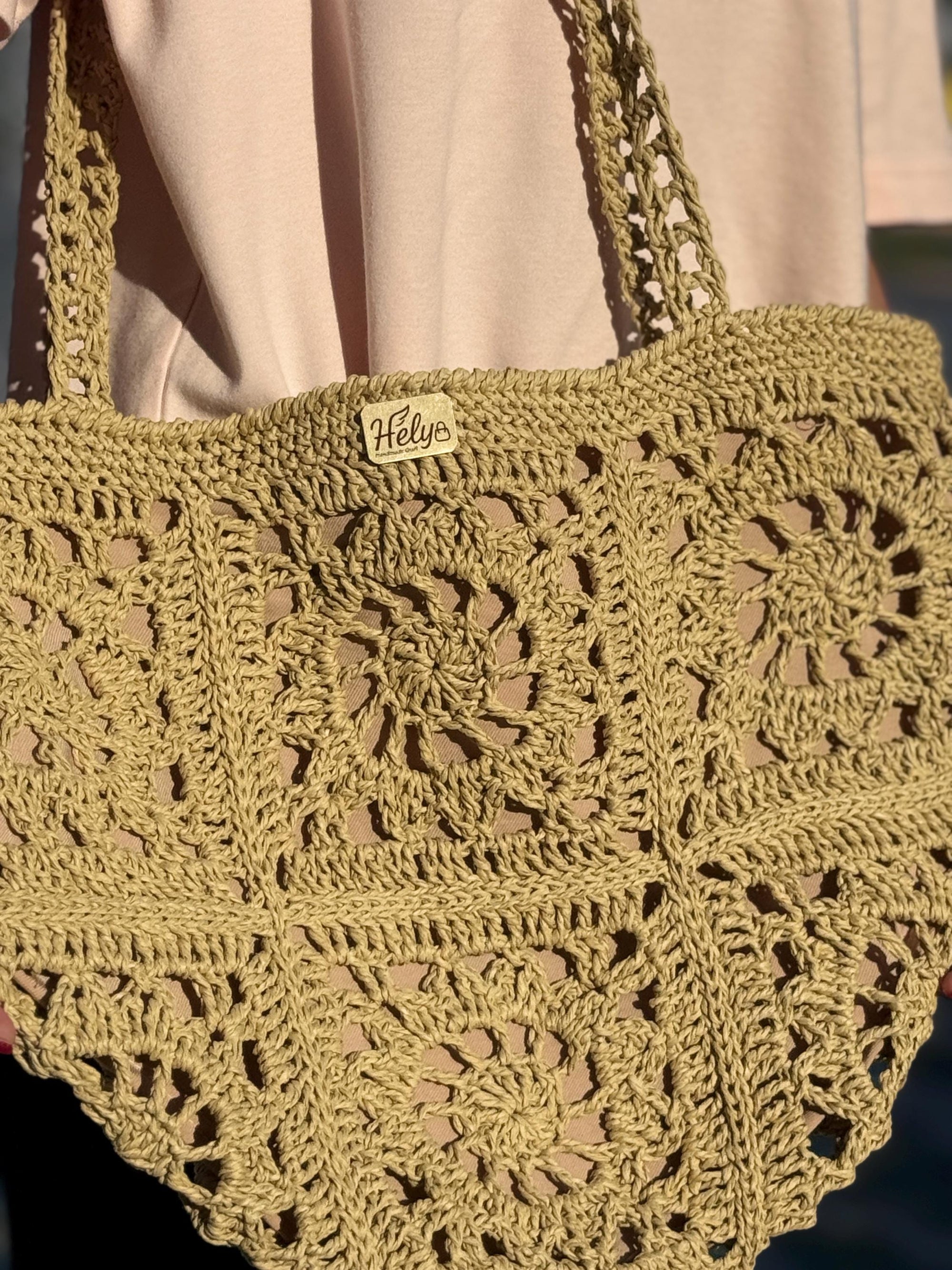 Helybag El Yapımı Örgü Tote Çanta – Kağıt İp Omuz Çantası, Bohem Yaz Plaj Çantası