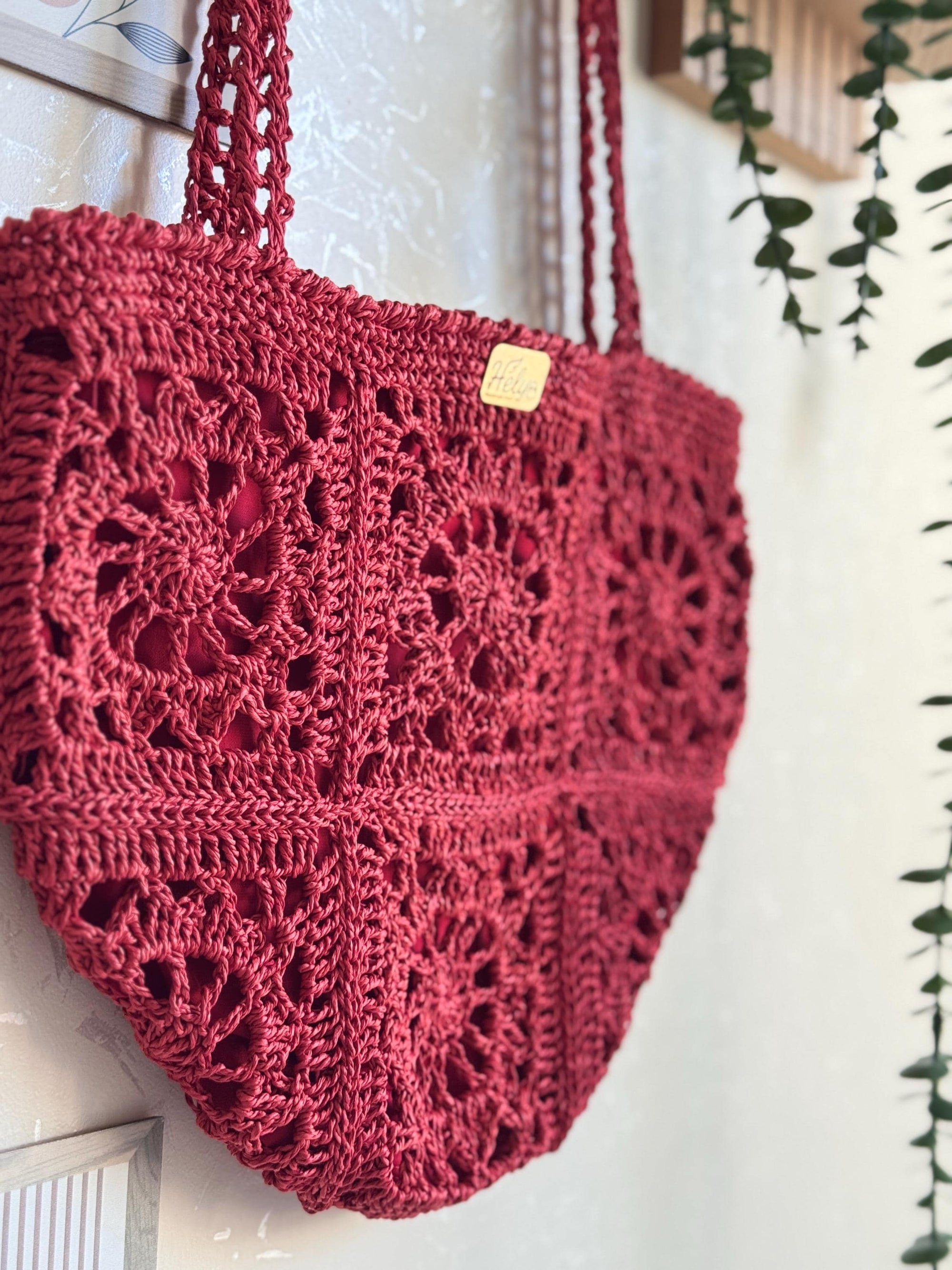 Helybag El Yapımı Örgü Tote Çanta – Kağıt İp Omuz Çantası, Bohem Yaz Plaj Çantası