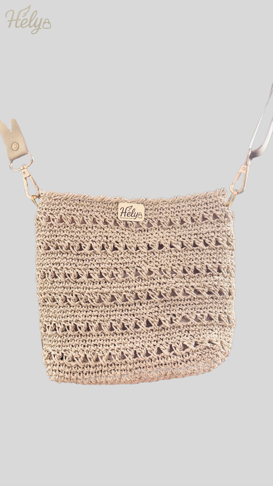 El Yapımı Kağıt İp Crossbody Çanta – Ayarlanabilir Askılı, Günlük Boho Omuz Çantası