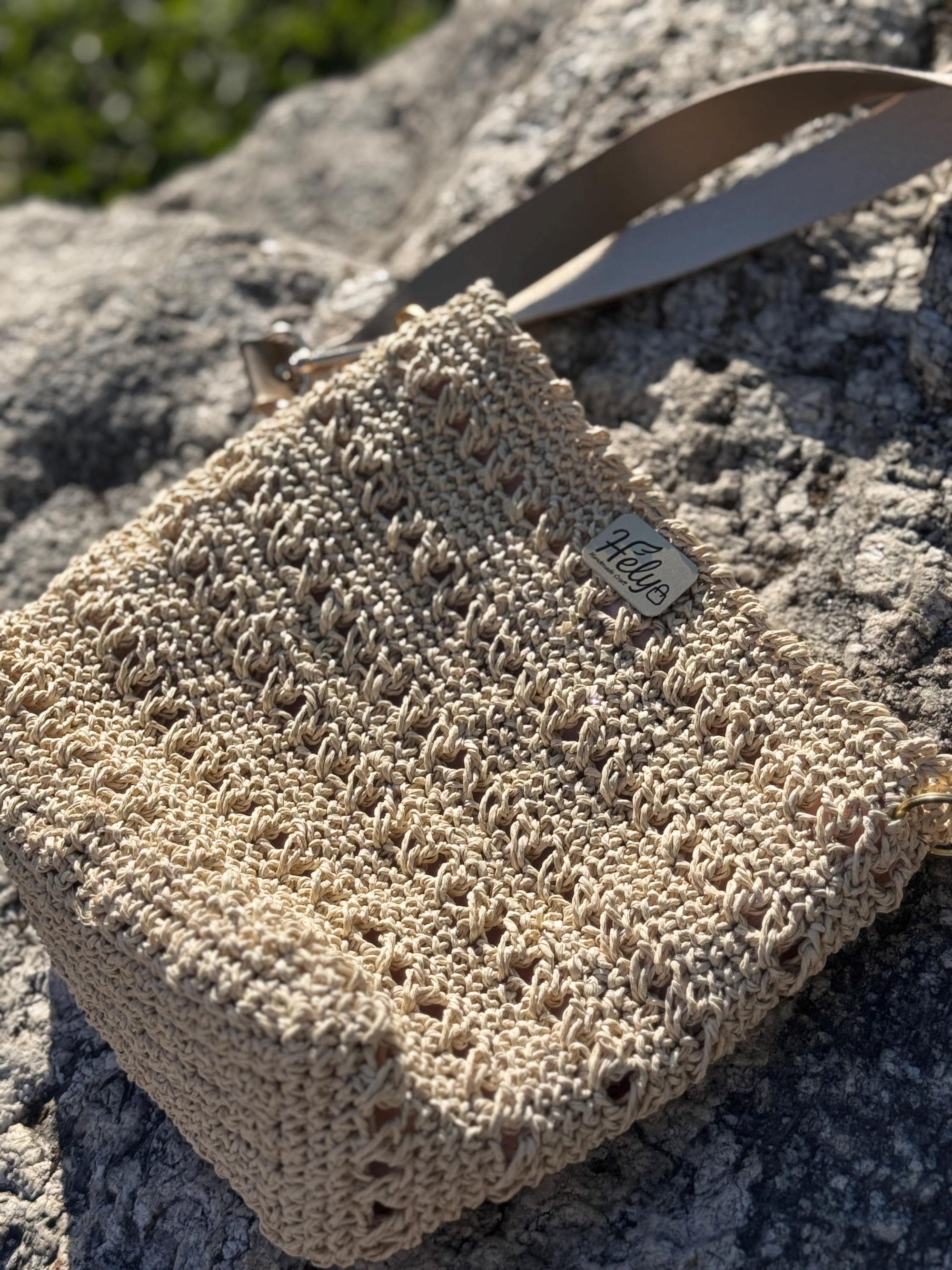 El Yapımı Kağıt İp Crossbody Çanta – Ayarlanabilir Askılı, Günlük Boho Omuz Çantası